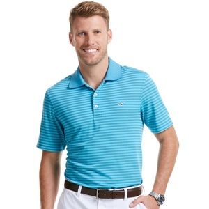 “Jib Stripe Polo” Mens Vineyard Vines Duo Blue Striped Athletic Polo